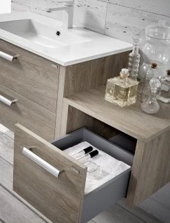 16" Lower Side Cabinet, Wall Mount, 1 Drawer Whit Handle And Soft Close, Moon - White, Serie Nova By VALENZUELA