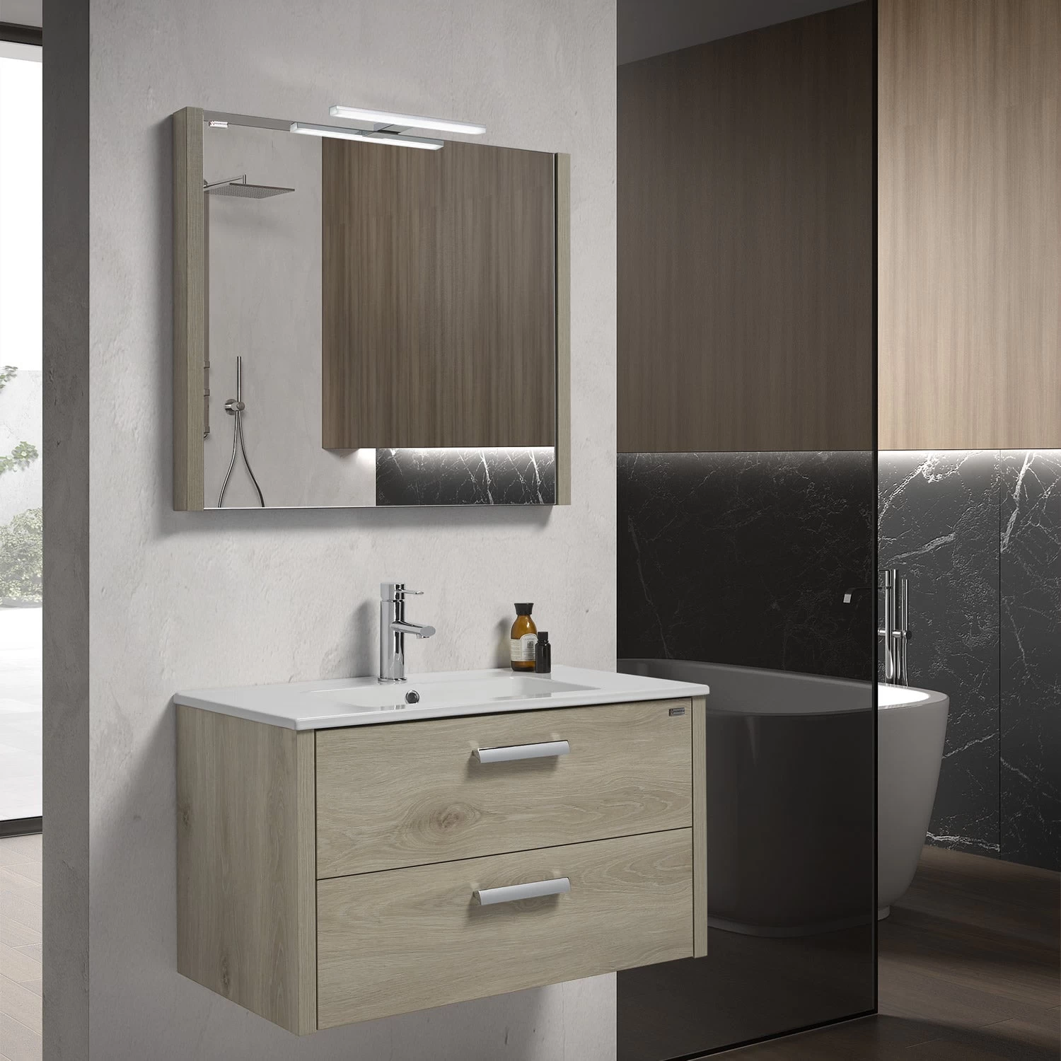 32" Single Vanity, Wall Mount, 2 Drawers With Soft Close, Sand, Serie Nova By VALENZUELA 1 32" Single Vanity, Wall Mount, 2 Drawers With Soft Close, Sand, Serie Nova By VALENZUELA