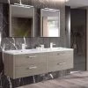 56" Double Vanity, Wall Mount, 4 Drawers With Soft Close, Moon, Serie Nova By VALENZUELA