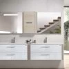 80" Double Vanity, Wall Mount, 4 Drawers With Soft Close, Moon - White, Serie Nova By VALENZUELA