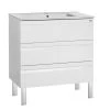 32" Single Vanity, Floor Mount, 3 Drawers With Soft Close, White Glossy, Serie Solco By VALENZUELA