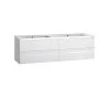 56" Double Vanity, Wall Mount, 4 Drawers With Soft Close, White, Serie Solco By VALENZUELA