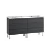 48" Double Vanity, Floor Mount, 6 Drawers With Soft Close, Grey, Serie Solco By VALENZUELA