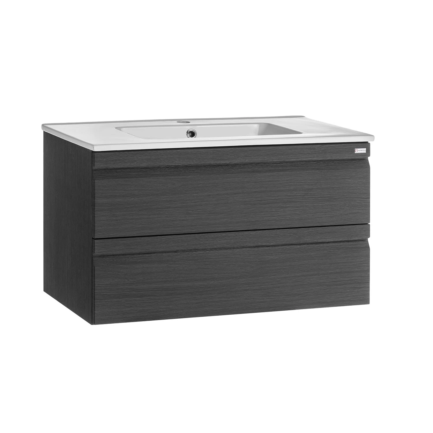 28" Single Vanity, Wall Mount, 2 Drawers With Soft Close, Grey, Serie Solco By VALENZUELA 1 28" Single Vanity, Wall Mount, 2 Drawers With Soft Close, Grey, Serie Solco By VALENZUELA