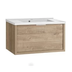 24" Single Vanity, Wall Mount, Drawer With Soft Close, Oak, Serie Tino By VALENZUELA