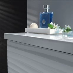 24" Single Vanity, Wall Mount, 2 Drawers With Soft Close, White Glossy, Serie Dune By VALENZUELA -Bathroom Shop VUB208010M DET