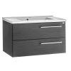 32" Single Vanity, Wall Mount, 2 Drawers With Soft Close, Grey, Serie Dune By VALENZUELA