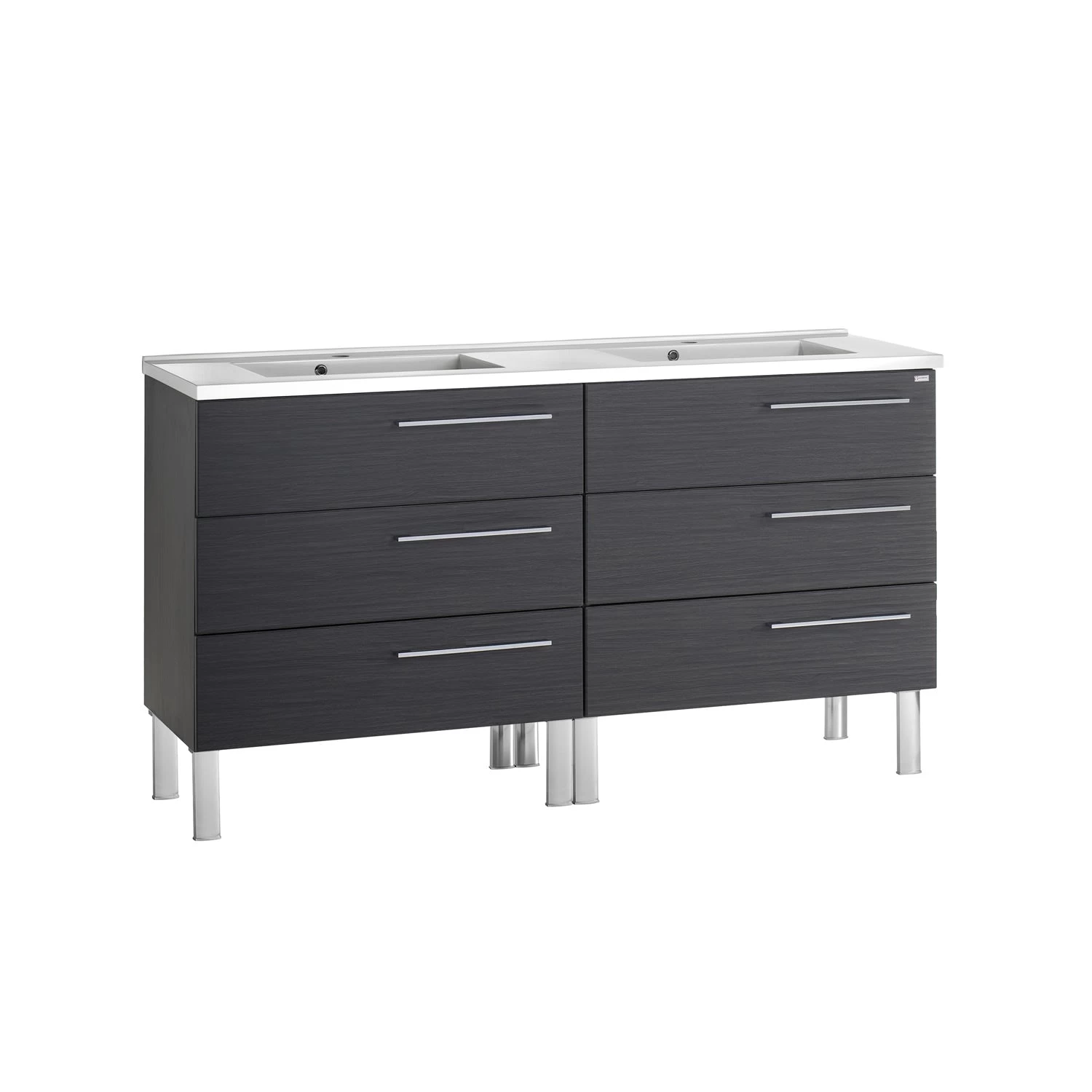 48" Double Vanity, Floor Mount, 6 Drawers With Soft Close, Grey, Serie Dune By VALENZUELA 1 48" Double Vanity, Floor Mount, 6 Drawers With Soft Close, Grey, Serie Dune By VALENZUELA