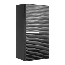 16" Small Side Cabinet, Wall Mount, 1 Door Whit Handle And Soft Close And Left Opening, Black, Serie Dune By VALENZUELA