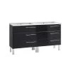 48" Double Vanity, Floor Mount, 6 Drawers With Soft Close, Black, Serie Dune By VALENZUELA