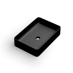 DAX Ceramic Rectangular Single Bowl Bathroom Vessel Basin White Matt / Matt Black (DAX-TRE53506035) -Bathroom Shop Vessel Basin Black matt web