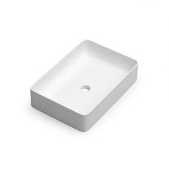 DAX Ceramic Rectangular Single Bowl Bathroom Vessel Basin White Matt / Matt Black (DAX-TRE53506035)