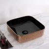 Isabella Plus Square Above Mount Basin - Black / Rose Gold Embossed Exterior