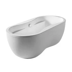 69 Inch Oval Double Ended Acrylic Freestanding Bathtub - White