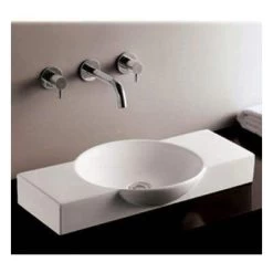 Isabella Collection Rectangular Vessel Sink With Integrated Round Bowl - White