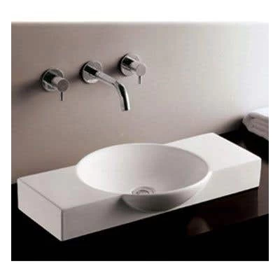 Isabella Collection Rectangular Vessel Sink With Integrated Round Bowl - White 1 Isabella Collection Rectangular Vessel Sink With Integrated Round Bowl - White