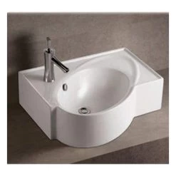 Isabella Collection Rectangular Above Mount Basin With Integrated Oval Bowl - Single Faucet Hole - White