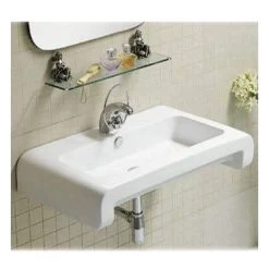 Isabella Collection Rectangular Wall Mount Basin With Overflow - Single Faucet Hole - White