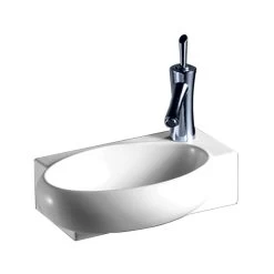 Isabella Rectangular Wall Mount Basin With Integrated Oval Bowl - White