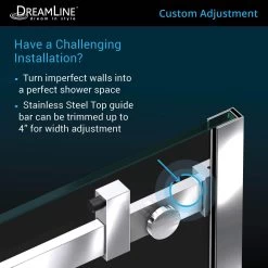 DreamLine Enigma Air 56-60 In. W X 62 In. H Frameless Sliding Tub Door -Bathroom Shop aenigma air tub 1 custom adjustment s6oslbofydbvlpzn
