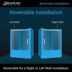 DreamLine Enigma Air 56-60 In. W X 62 In. H Frameless Sliding Tub Door -Bathroom Shop aenigma air tub 1 reversible installation sazurwfh00tmjxbj