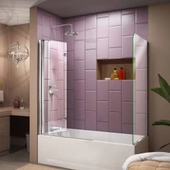 DreamLine Aqua Fold 56-60 In. W X 30 In. D X 58 In. H Frameless Bi-Fold Tub Door With Return Panel - Chrome -Bathroom Shop aqua fold tub door 25 rp position 1 5 01 m7aq5wc44errkfx6