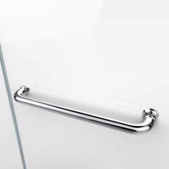 DreamLine Aqua Swing 56-60 In. W X 30 In. D X 58 In. H Frameless Tub Door With Return Panel - Chrome -Bathroom Shop aqua shower door towel bar 01 z2mvlvwpxkhwxxjx 1