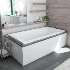 Ascot III 72 Inch Acrylic Drop-in Universal Drain Bathtub - White