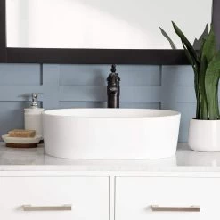 Solano Resin Oval Vessel Bathroom Sink - Matte White