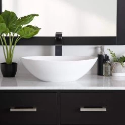 Costera Resin Oval Vessel Bathroom Sink - Matte White