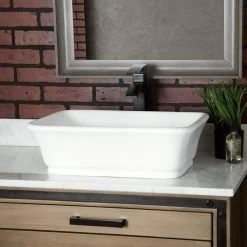 Portola Resin Rectangular Vessel Bathroom Sink - Matte White -Bathroom Shop bb3sink mw life 1