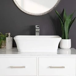 Portola Resin Rectangular Vessel Bathroom Sink - Matte White