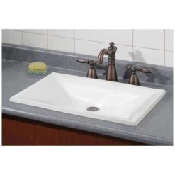 Estoril Drop In Basin Sink - No Faucet Drillings - White