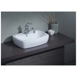 Thema Overcounter Bathroom Sink - Single Faucet Drilling - White