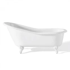 Cast Iron Slipper Clawfoot Tub - Continuous Rolled Rim - No Faucet Drillings 10 Cast Iron Slipper Clawfoot Tub - Continuous Rolled Rim - No Faucet Drillings -Bathroom Shop c2144wh 2