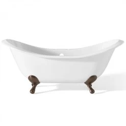 Regency Cast Iron Double Slipper Clawfoot Tub - Rim Faucet Drillings - Smooth Feet 13 Regency Cast Iron Double Slipper Clawfoot Tub - Rim Faucet Drillings - Smooth Feet -Bathroom Shop c2148ab rim 1