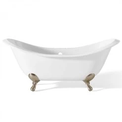 Regency Cast Iron Double Slipper Clawfoot Tub - Rim Faucet Drillings - Smooth Feet 9 Regency Cast Iron Double Slipper Clawfoot Tub - Rim Faucet Drillings - Smooth Feet -Bathroom Shop c2148bn rim 1