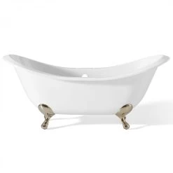 Regency Cast Iron Double Slipper Clawfoot Tub - Rim Faucet Drillings - Smooth Feet 10 Regency Cast Iron Double Slipper Clawfoot Tub - Rim Faucet Drillings - Smooth Feet -Bathroom Shop c2148pn rim 1