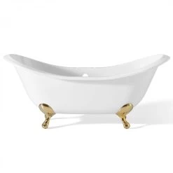 Regency Cast Iron Double Slipper Clawfoot Tub - Rim Faucet Drillings - Smooth Feet 11 Regency Cast Iron Double Slipper Clawfoot Tub - Rim Faucet Drillings - Smooth Feet -Bathroom Shop c2148s rim 1