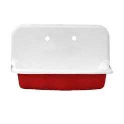 30 Inch Cast Iron High Back Farm Sink -Bathroom Shop castsink30 red 1