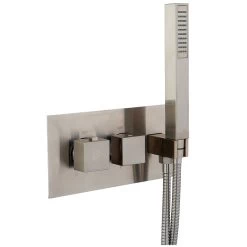 DAX Square Concealed Valve Thermostatic Mixer With 2/3 Function Diverter. Brushed Nickel Finish (DAX-1004-SQ-BN) -Bathroom Shop dax 1004 03