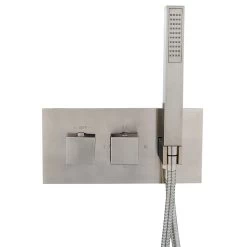 DAX Square Concealed Valve Thermostatic Mixer With 2/3 Function Diverter. Brushed Nickel Finish (DAX-1004-SQ-BN) -Bathroom Shop dax 1004 03 2
