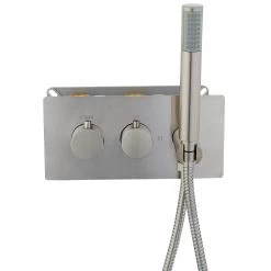 DAX Round Concealed Valve Thermostatic Mixer With 2/3 Function Diverter. Brushed Nickel Finish (DAX-1004-RD-BN) -Bathroom Shop dax 1004 rd1