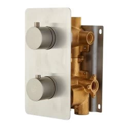 DAX Round Concealed Valve. Thermostatic Mixer With 2/3 Function Diverter. Brushed Nickel Finish (DAX-1054-RD-BN)