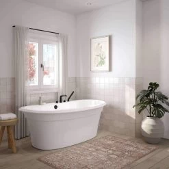 Ella Sleek 66 Inch Double Ended Freestanding Bathtub - White 10 Ella Sleek 66 Inch Double Ended Freestanding Bathtub - White -Bathroom Shop ella 6636 white deco ivtixngucmjamh4s