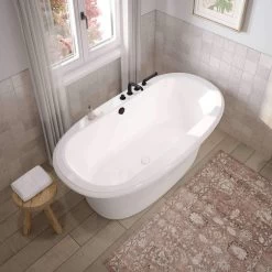 Ella Sleek 66 Inch Double Ended Freestanding Bathtub - White 11 Ella Sleek 66 Inch Double Ended Freestanding Bathtub - White -Bathroom Shop ella 6636 white top deco pycylf6dcngijxaq