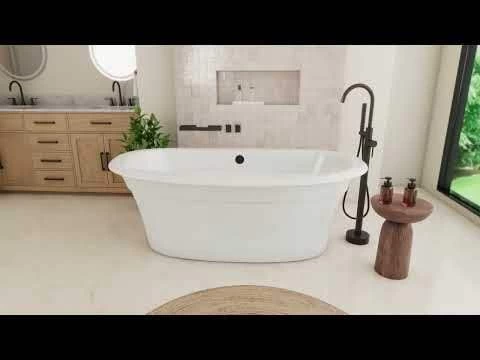 Ella Sleek 66 Inch Double Ended Freestanding Bathtub - White 2 Ella Sleek 66 Inch Double Ended Freestanding Bathtub - White - Image 2