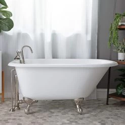 Norfolk 48 Inch Cast Iron Classic Clawfoot Tub - Wall Faucet Drillings