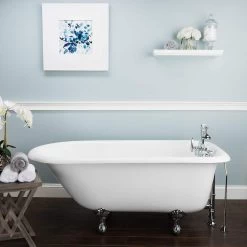 Heritage 60 Inch Cast Iron Classic Clawfoot Tub - Wall Faucet Drillings