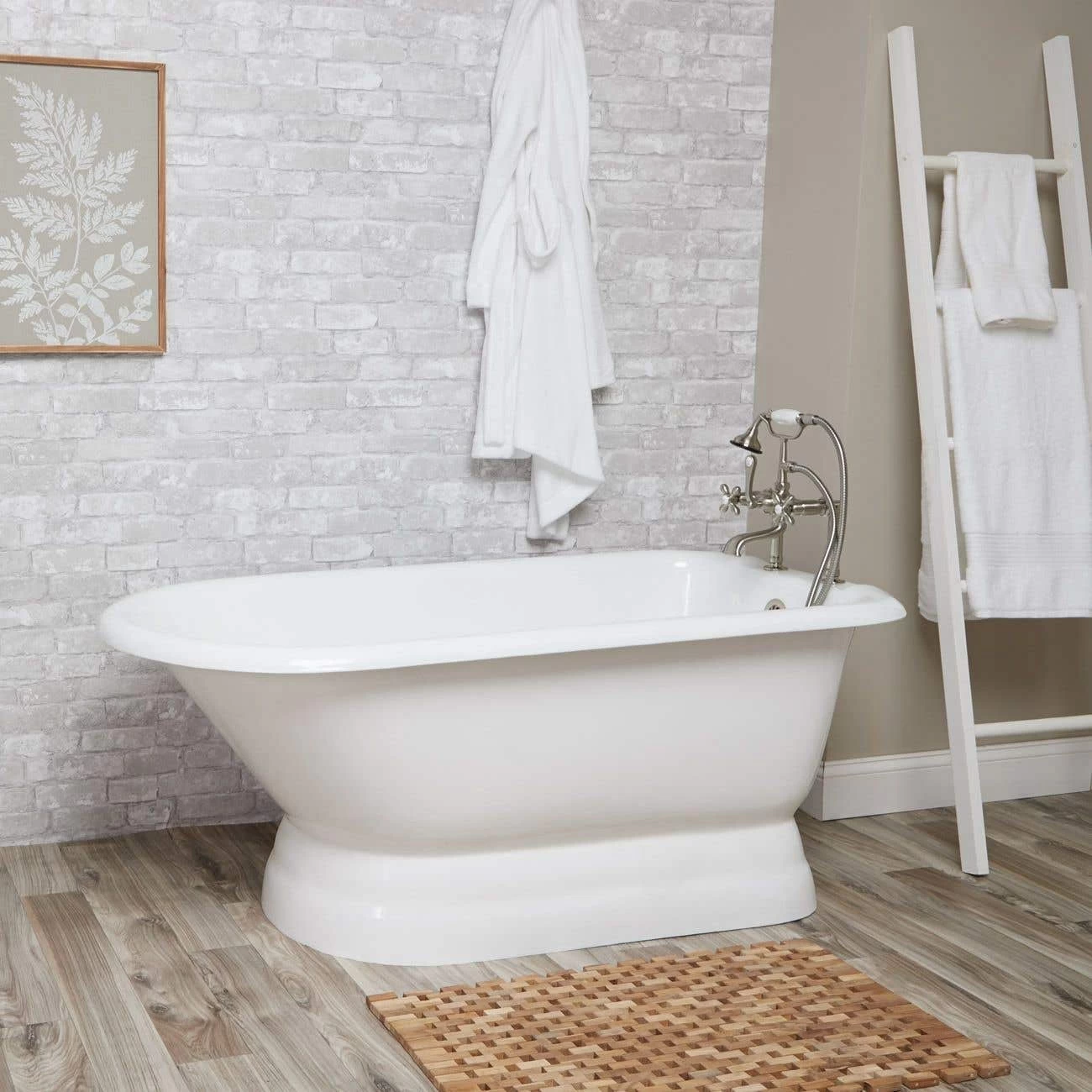 Davenport 60 Inch Cast Iron Classic Pedestal Tub - Rim Faucet Drillings - White 1 Davenport 60 Inch Cast Iron Classic Pedestal Tub - Rim Faucet Drillings - White